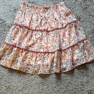 LC Lauren Conrad Floral Skater Skirt - Pink and Orange